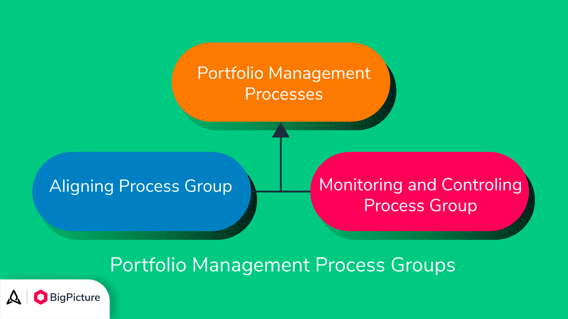A chart with two groups of Project Portfolio Management processes Groups: Aligning Process Group and Monitoring and Controlling